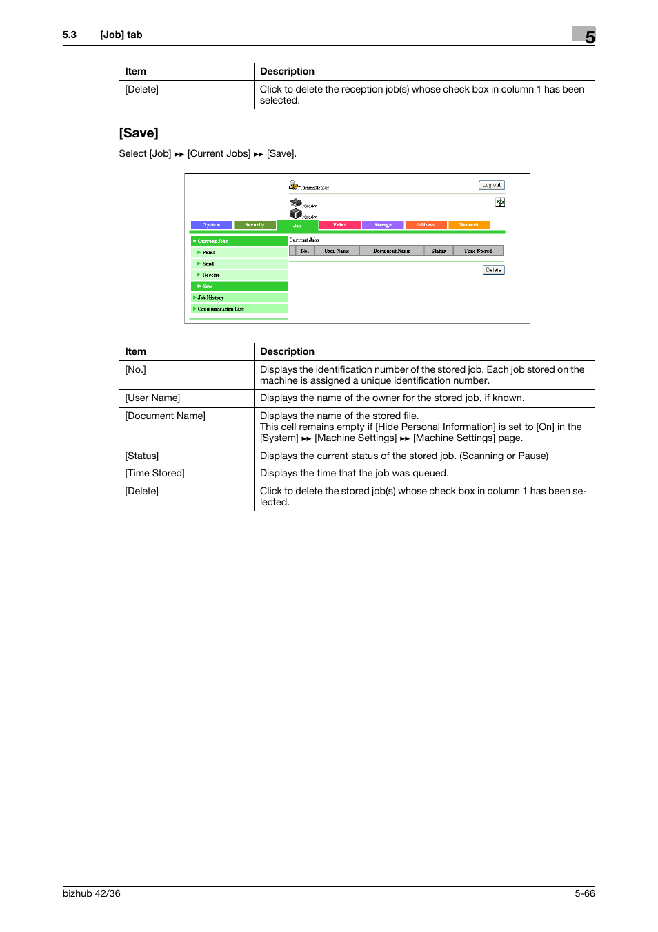 Save, Save] -66 | Konica Minolta bizhub 42 User Manual | Page 154 / 284