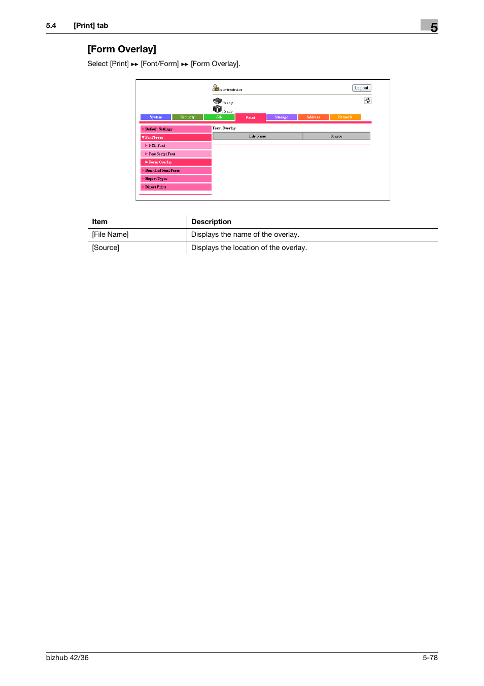 Form overlay, Form overlay] -78 | Konica Minolta bizhub 42 User Manual | Page 166 / 284