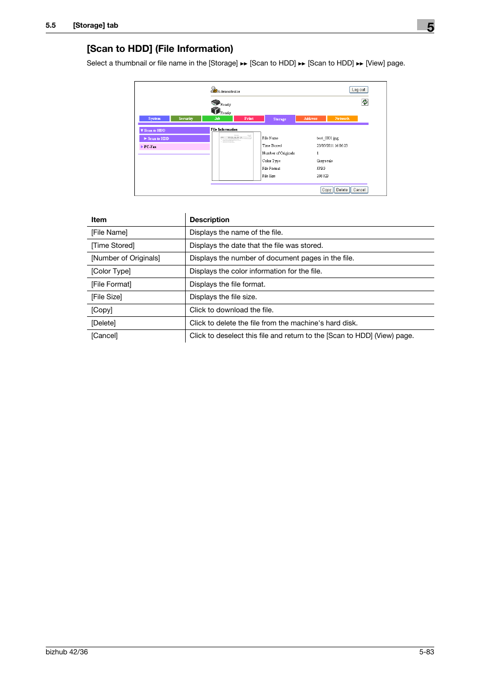 Scan to hdd] (file information), Scan to hdd] (file information) -83 | Konica Minolta bizhub 42 User Manual | Page 171 / 284