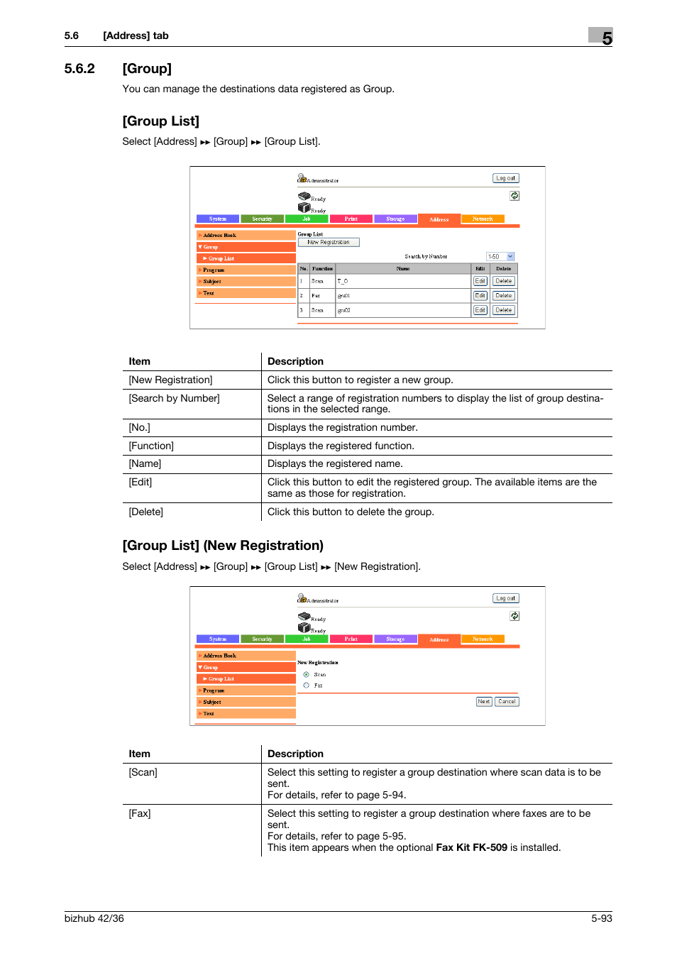 2 [group, Group list, Group list] (new registration) | Konica Minolta bizhub 42 User Manual | Page 181 / 284