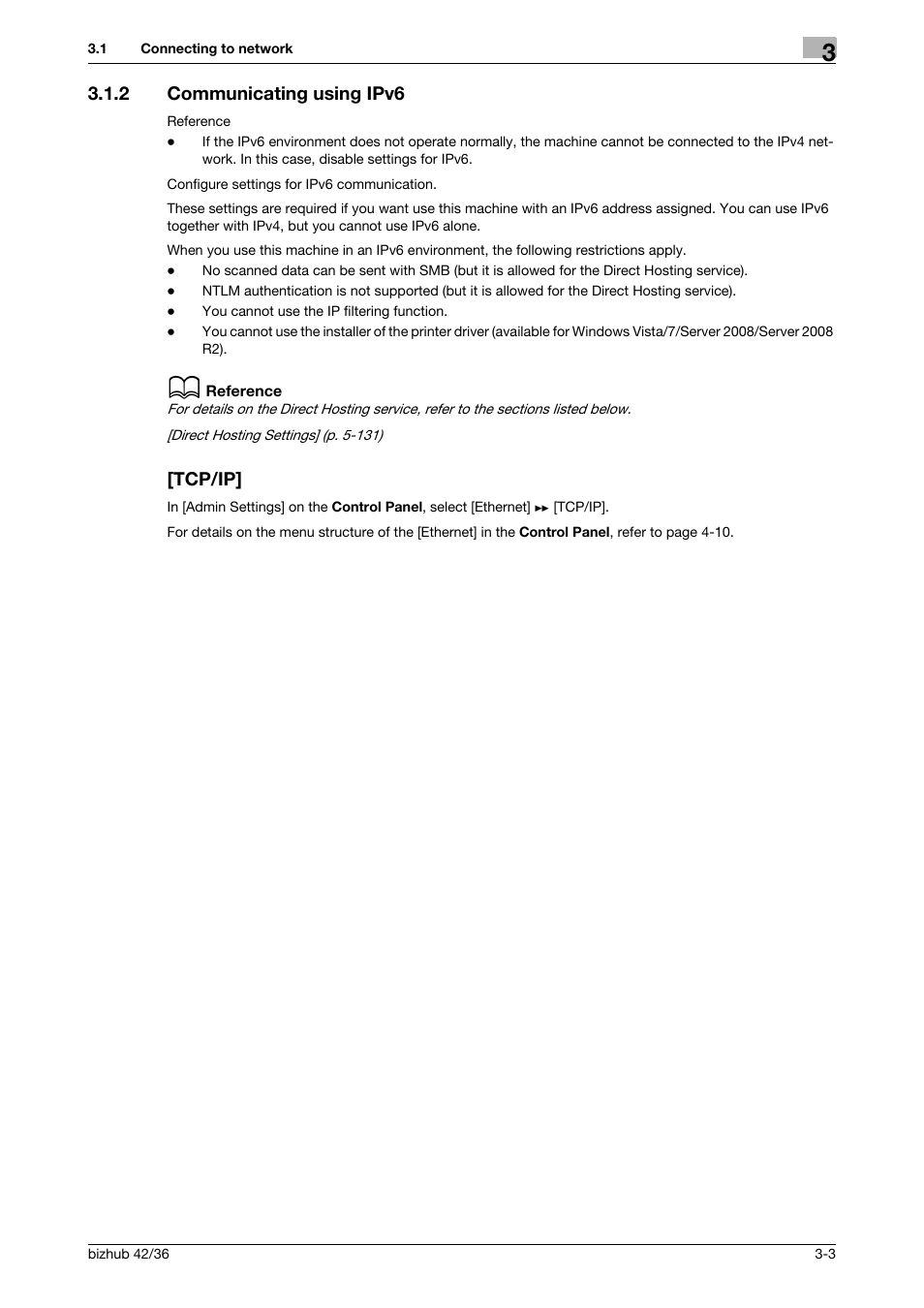2 communicating using ipv6, Tcp/ip, Communicating using ipv6 -3 [tcp/ip] -3 | Konica Minolta bizhub 42 User Manual | Page 21 / 284