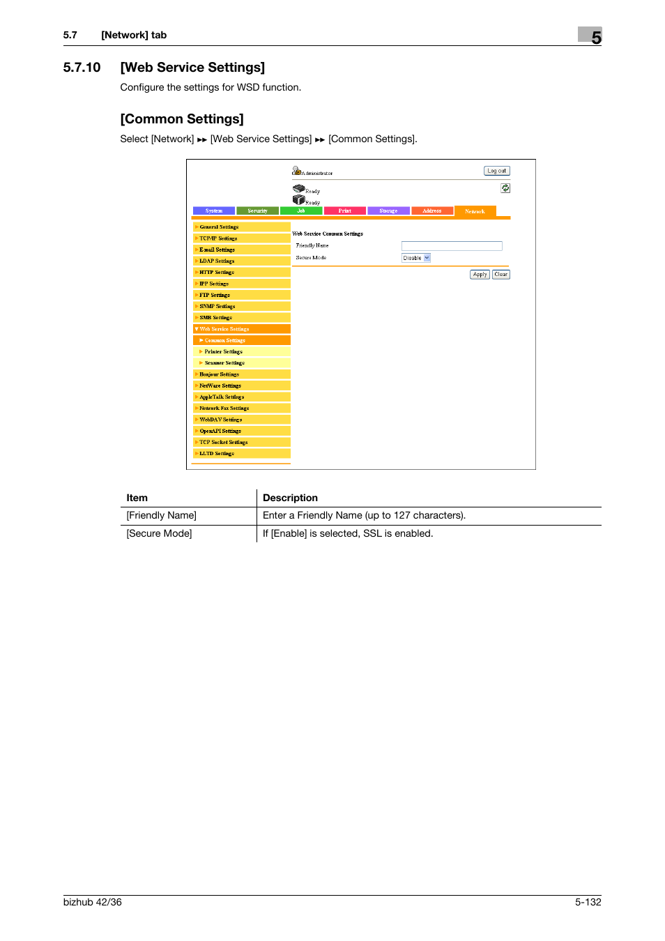 10 [web service settings, Common settings, Web service settings] -132 [common settings] -132 | Konica Minolta bizhub 42 User Manual | Page 220 / 284