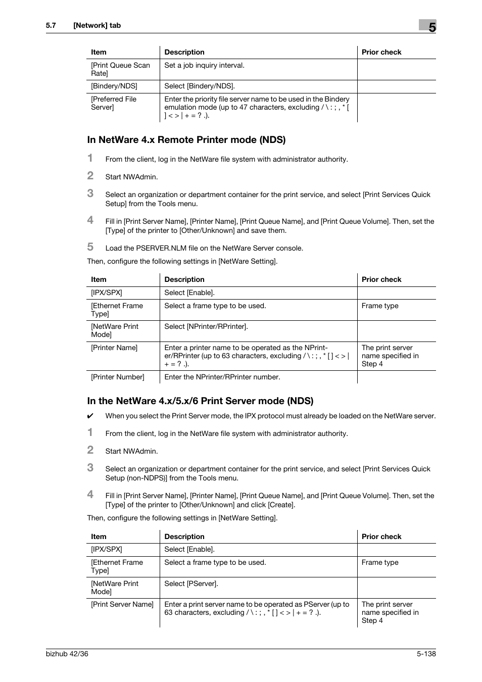 In netware 4.x remote printer mode (nds), In the netware 4.x/5.x/6 print server mode (nds) | Konica Minolta bizhub 42 User Manual | Page 226 / 284