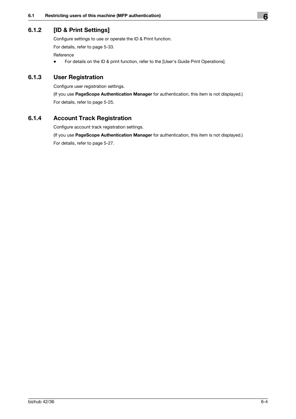 2 [id & print settings, 3 user registration, 4 account track registration | Id & print settings] -4, User registration -4, Account track registration -4, Id & print settings, User registration, Account track registration | Konica Minolta bizhub 42 User Manual | Page 238 / 284