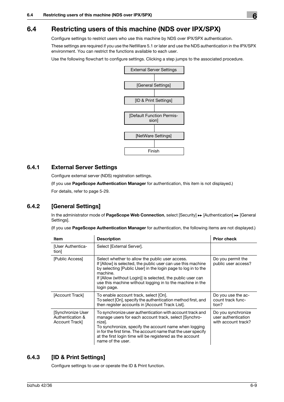 1 external server settings, 2 [general settings, 3 [id & print settings | External server settings -9, General settings] -9, Id & print settings] -9 | Konica Minolta bizhub 42 User Manual | Page 243 / 284