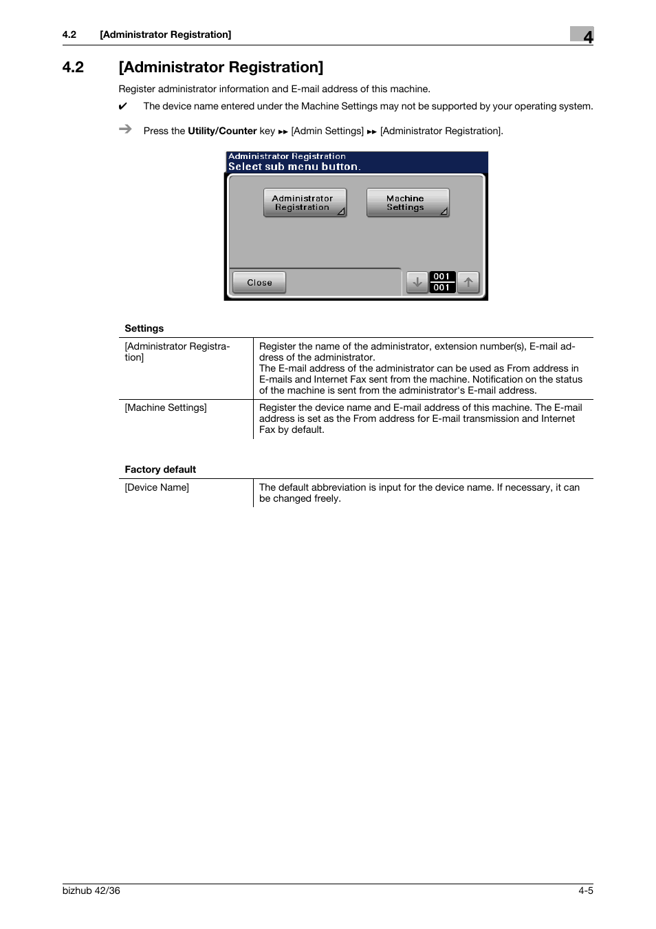 2 [administrator registration, Administrator registration] -5 | Konica Minolta bizhub 42 User Manual | Page 30 / 284