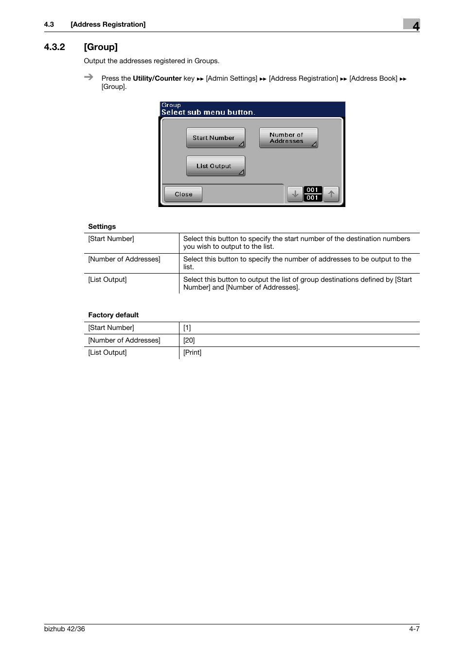 2 [group, Group] -7 | Konica Minolta bizhub 42 User Manual | Page 32 / 284