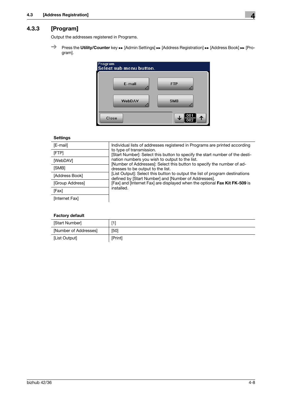 3 [program, Program] -8 | Konica Minolta bizhub 42 User Manual | Page 33 / 284