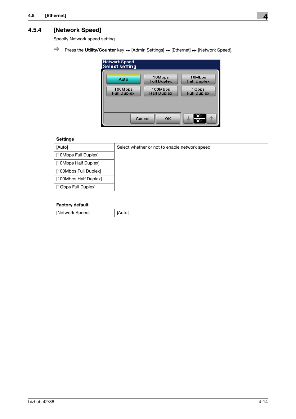 4 [network speed, Network speed] -14 | Konica Minolta bizhub 42 User Manual | Page 39 / 284