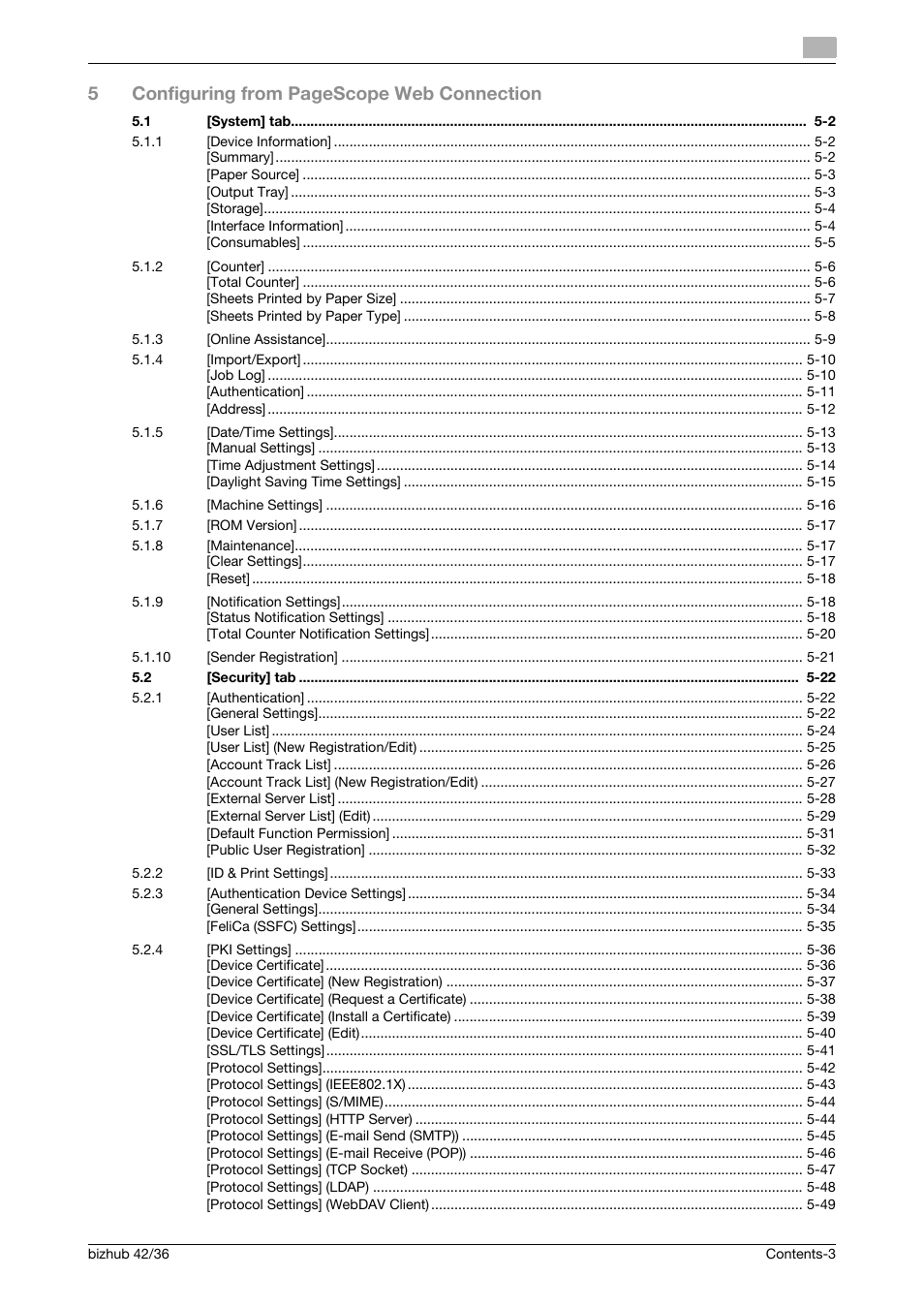 5configuring from pagescope web connection | Konica Minolta bizhub 42 User Manual | Page 4 / 284