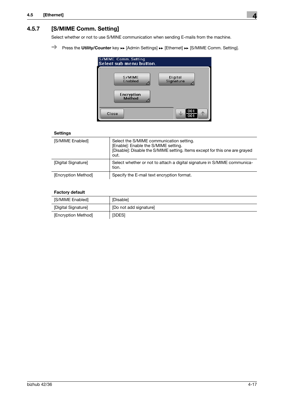 7 [s/mime comm. setting, S/mime comm. setting] -17 | Konica Minolta bizhub 42 User Manual | Page 42 / 284