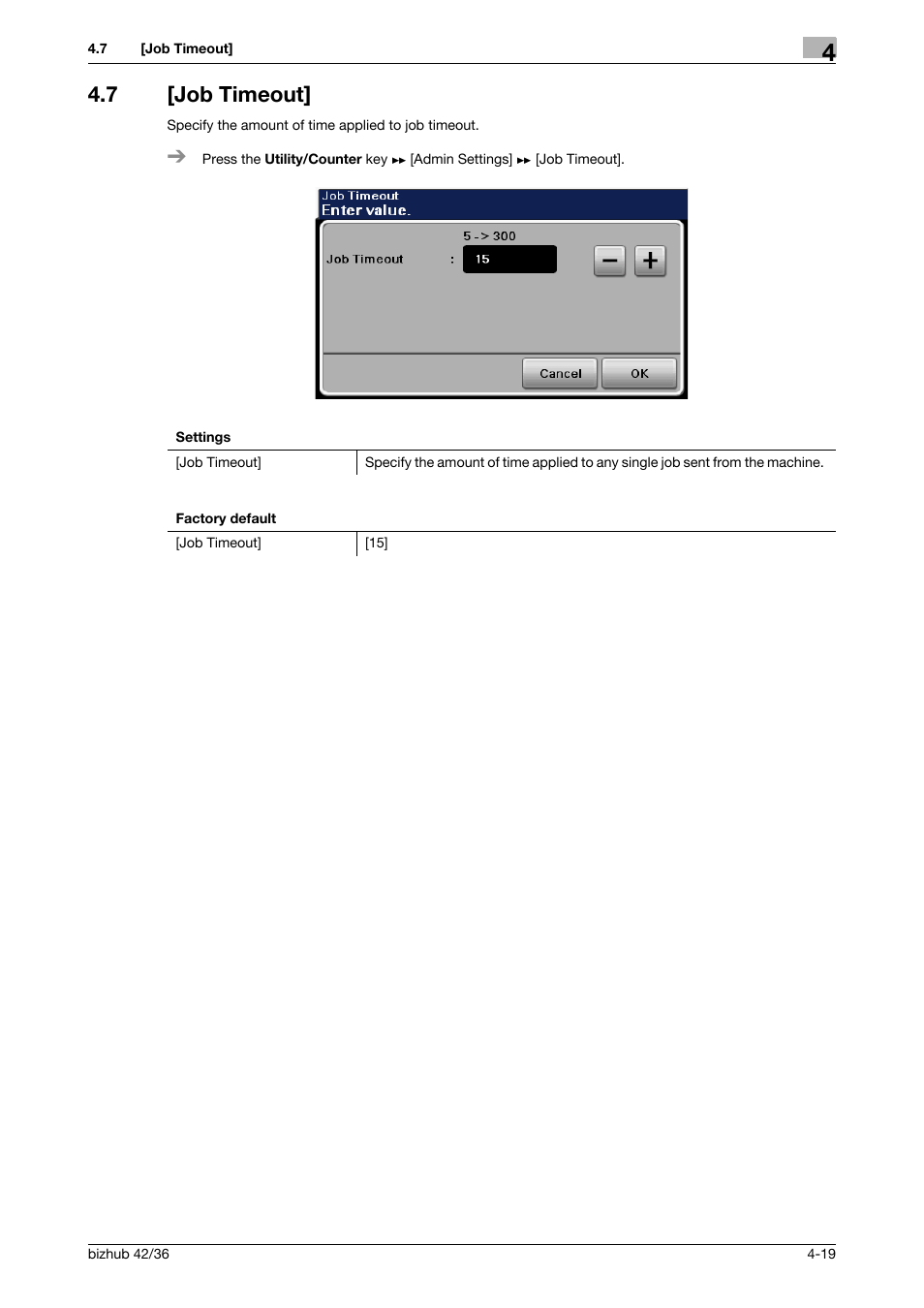 7 [job timeout, Job timeout] -19 | Konica Minolta bizhub 42 User Manual | Page 44 / 284