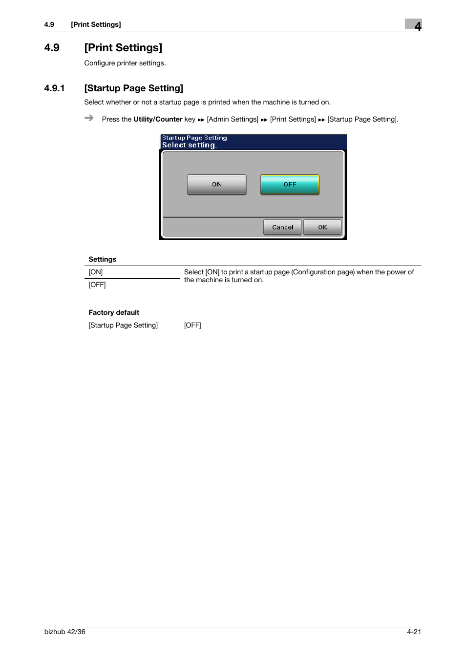 9 [print settings, Print settings] -21 | Konica Minolta bizhub 42 User Manual | Page 46 / 284