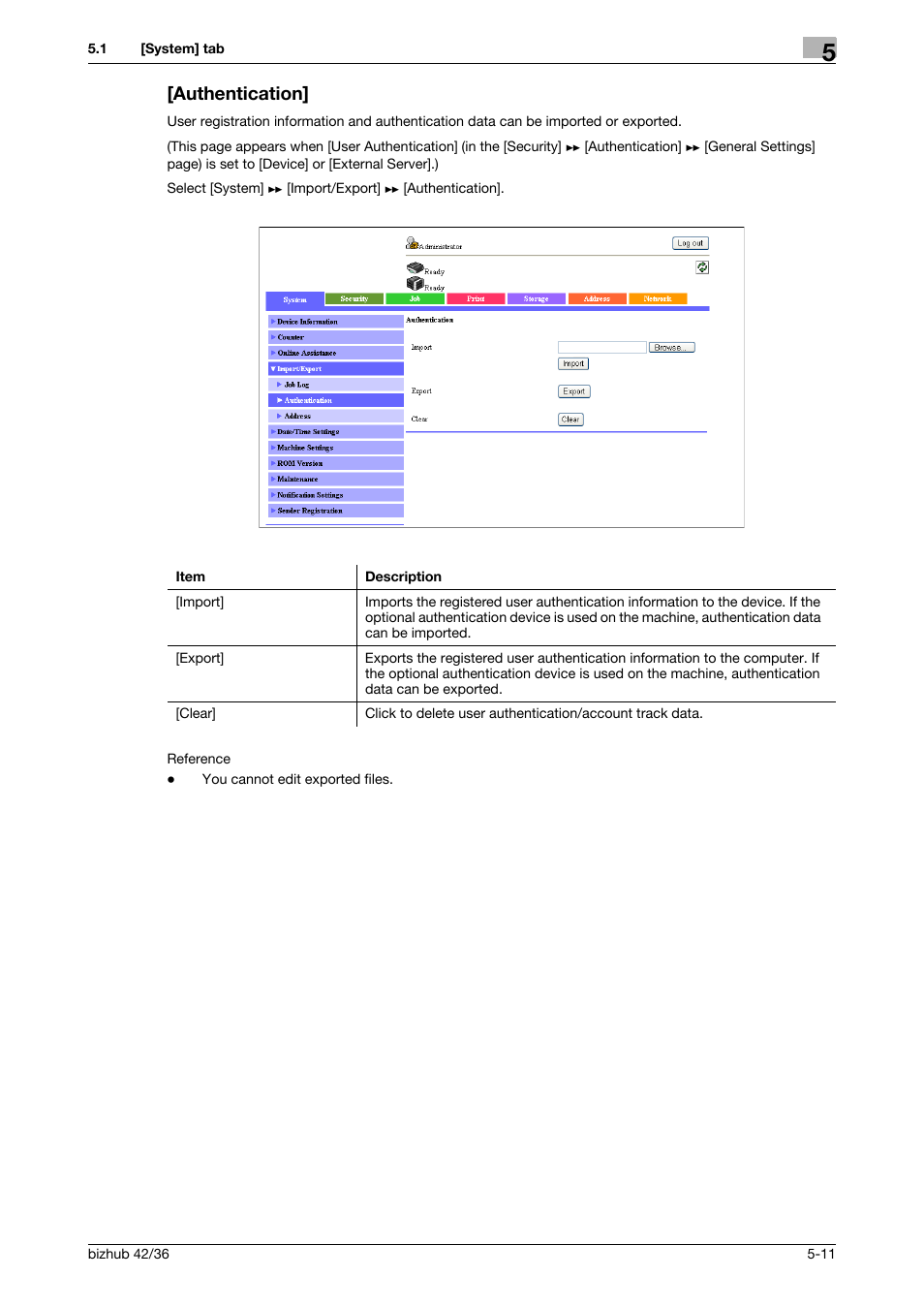 Authentication, Authentication] -11 | Konica Minolta bizhub 42 User Manual | Page 99 / 284