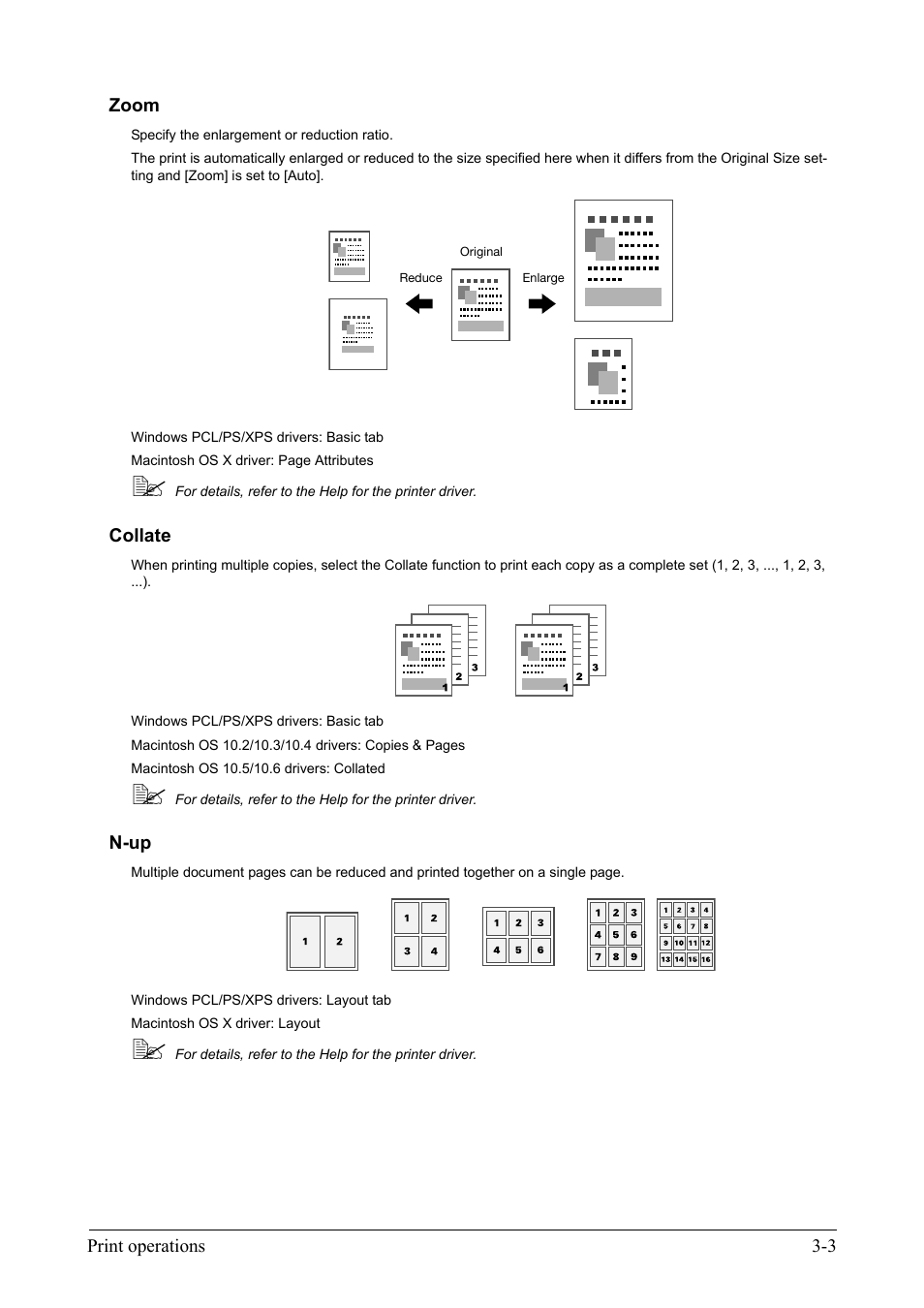 Zoom, Collate, N-up | Zoom -3 collate -3 n-up -3 | Konica Minolta bizhub C35 User Manual | Page 19 / 42