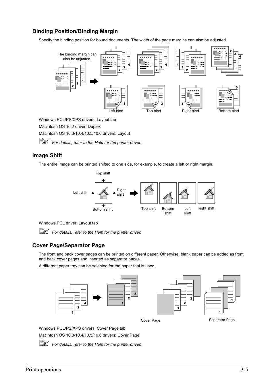 Binding position/binding margin, Image shift, Cover page/separator page | Konica Minolta bizhub C35 User Manual | Page 21 / 42