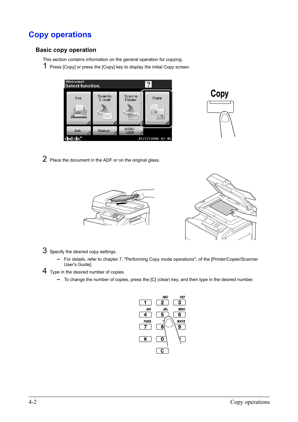 Copy operations, Basic copy operation, Copy operations -2 | Basic copy operation -2 | Konica Minolta bizhub C35 User Manual | Page 26 / 42