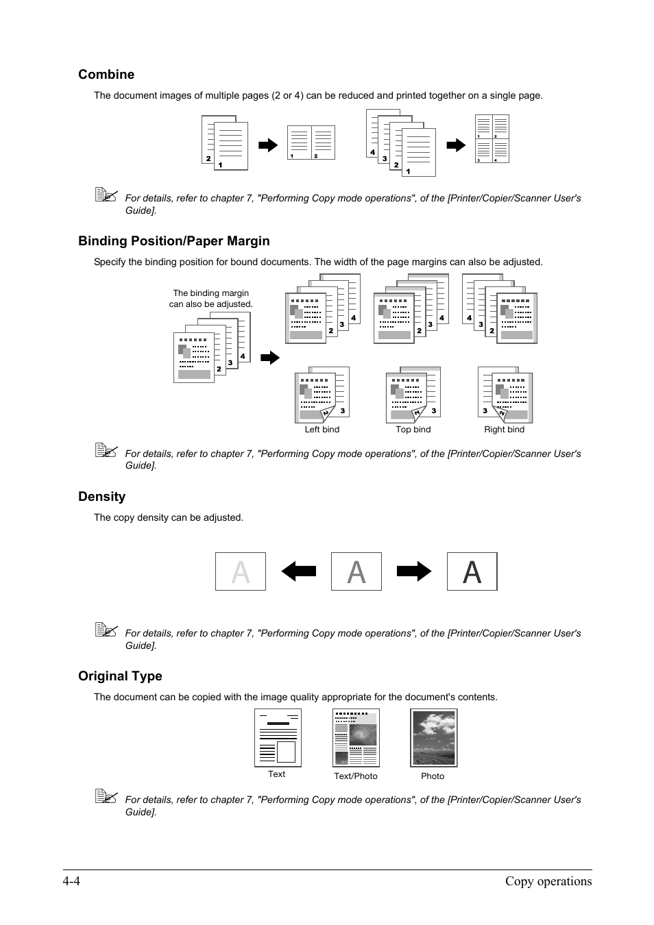 Combine, Binding position/paper margin, Density | Original type | Konica Minolta bizhub C35 User Manual | Page 28 / 42