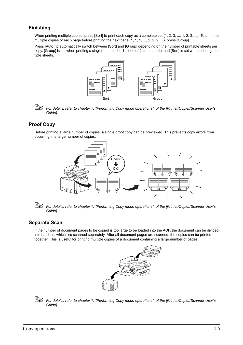 Finishing, Proof copy, Separate scan | Finishing -5 proof copy -5 separate scan -5 | Konica Minolta bizhub C35 User Manual | Page 29 / 42