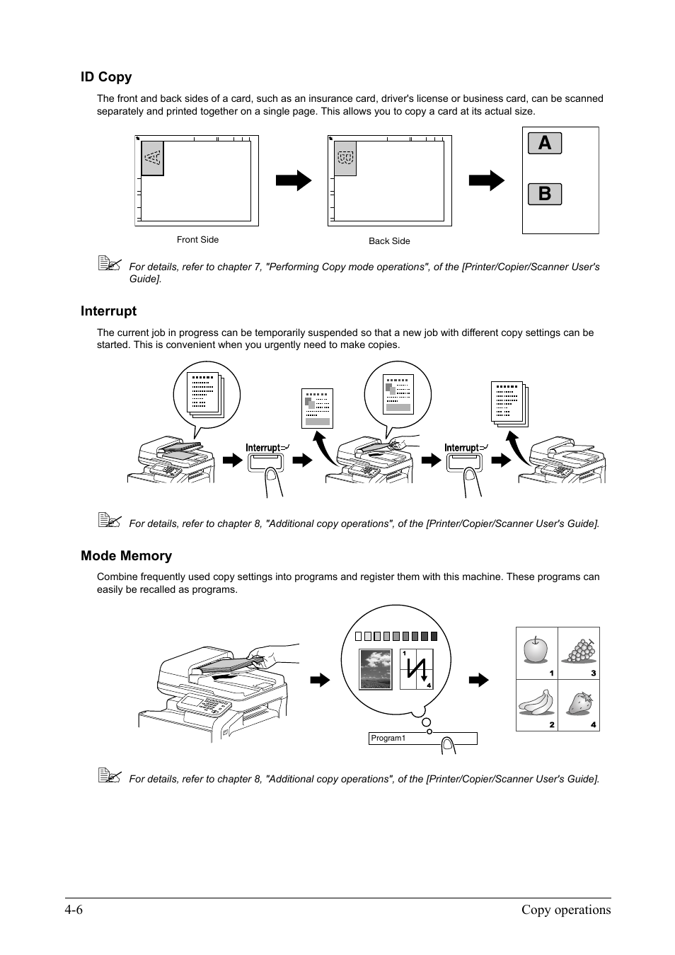 Id copy, Interrupt, Mode memory | Id copy -6 interrupt -6 mode memory -6 | Konica Minolta bizhub C35 User Manual | Page 30 / 42