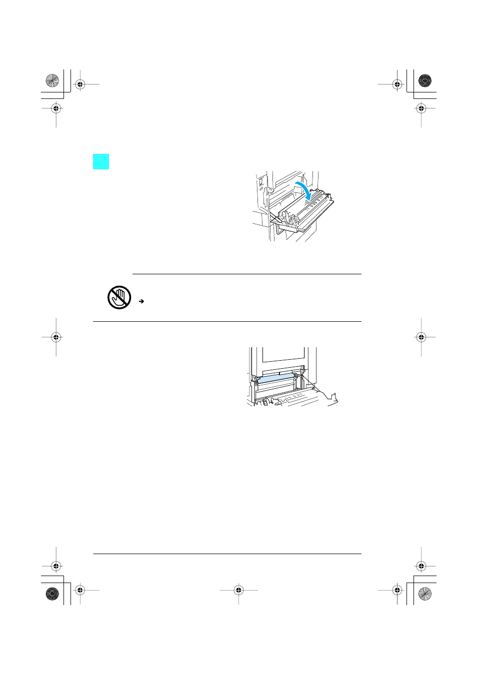 Clearing a paper misfeed, To clear a paper misfeed in the manual bypass tray | Konica Minolta CF2001 User Manual | Page 20 / 38