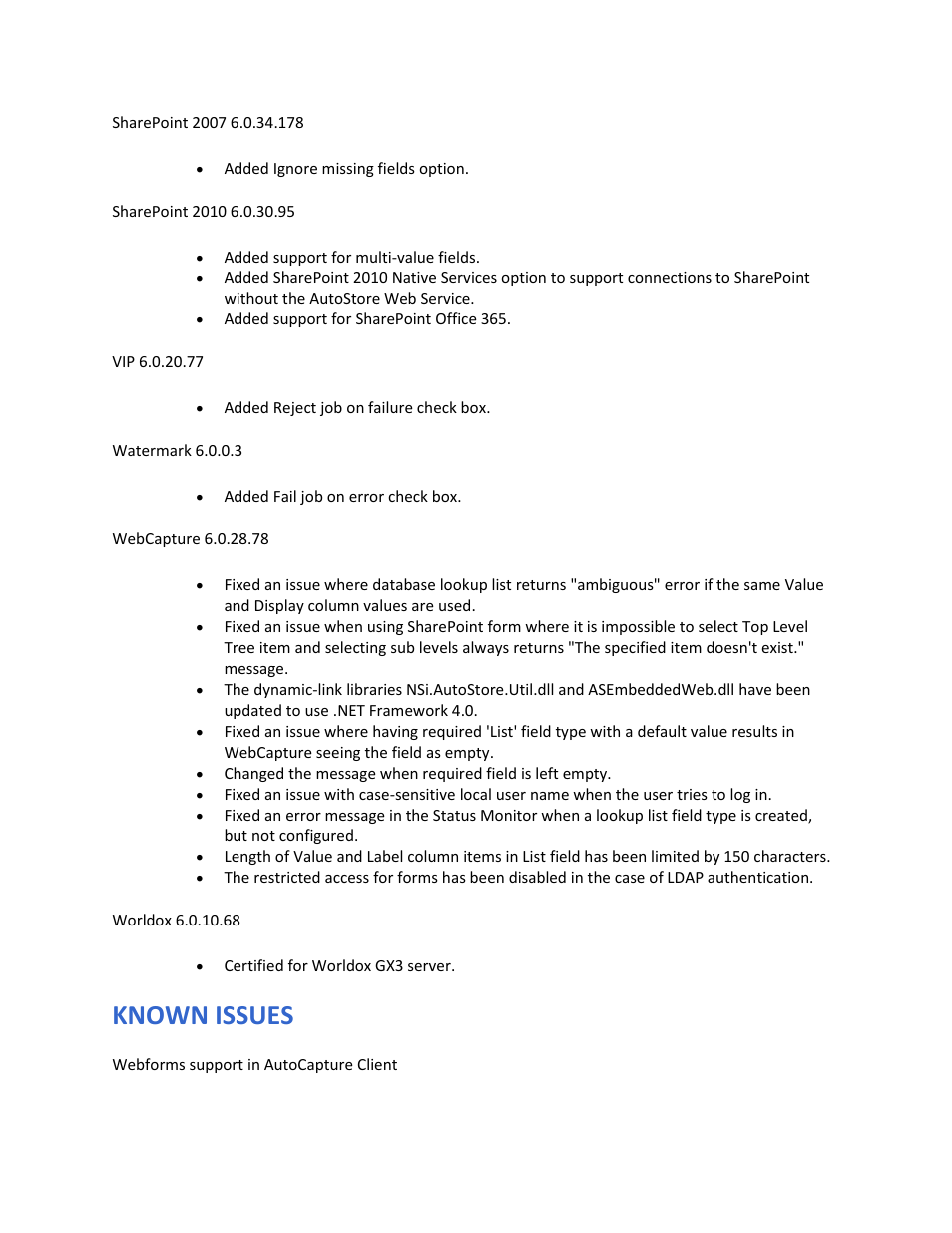 Known issues | Konica Minolta NSi AutoStore User Manual | Page 6 / 7