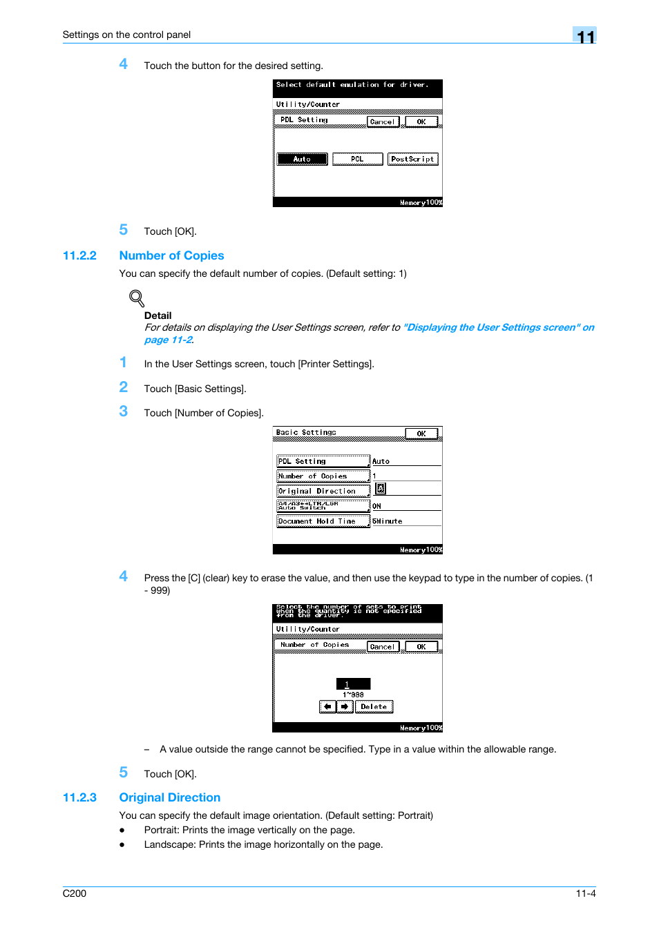 2 number of copies, 3 original direction, Number of copies -4 | Original direction -4 | Konica Minolta bizhub C200 User Manual | Page 124 / 156