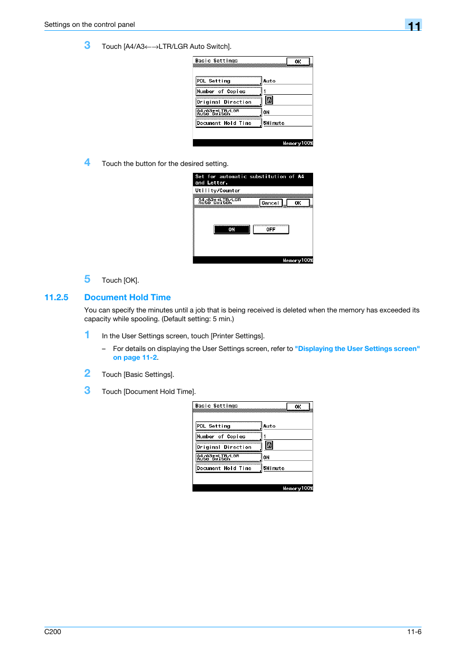 5 document hold time, Document hold time -6 | Konica Minolta bizhub C200 User Manual | Page 126 / 156