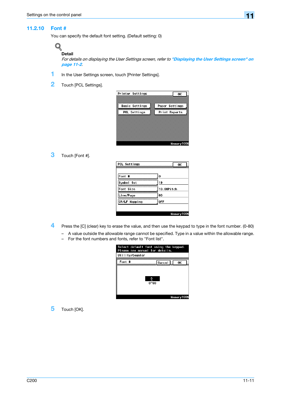 10 font, Font # -11 | Konica Minolta bizhub C200 User Manual | Page 131 / 156
