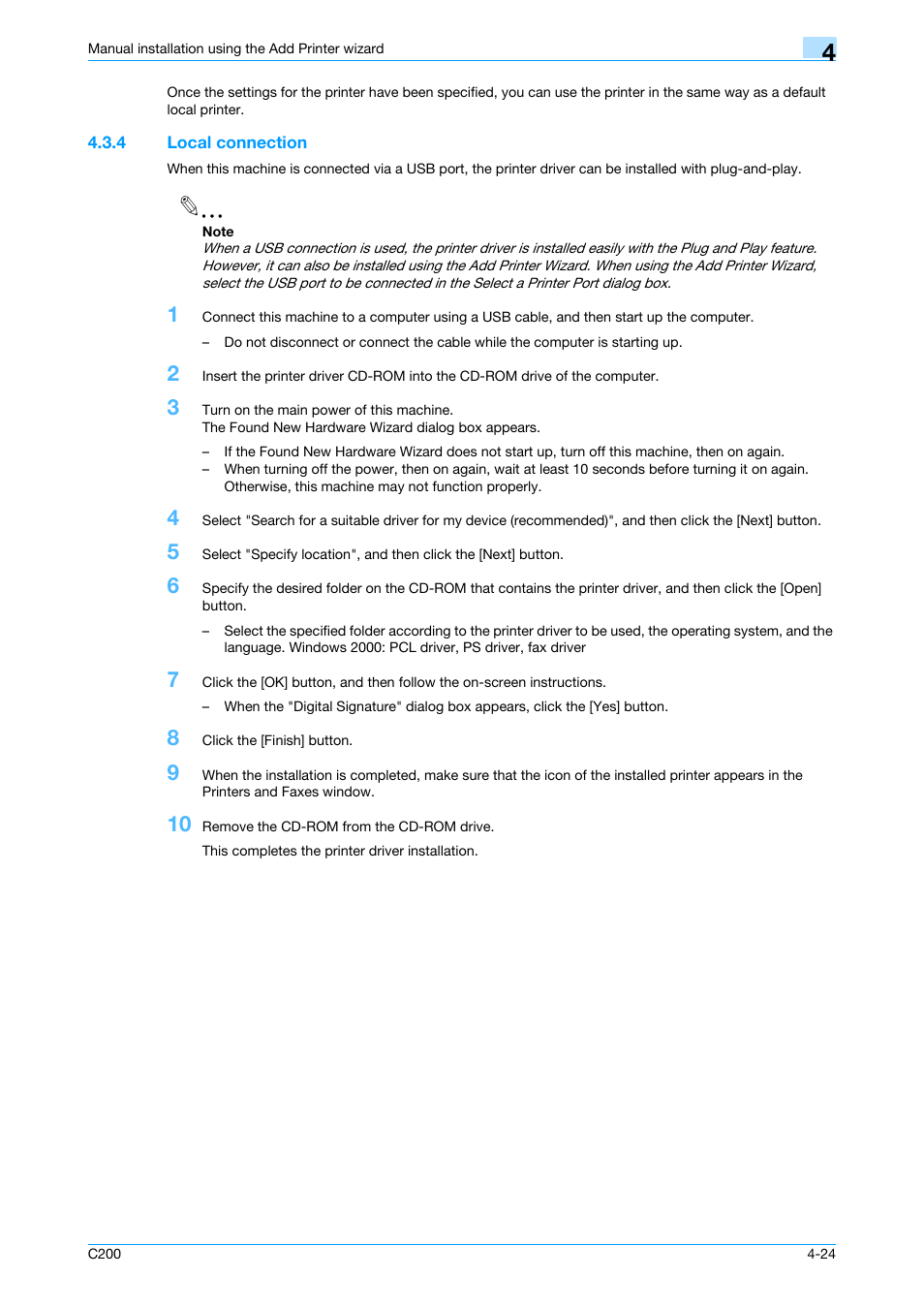 4 local connection, Local connection -24, S 2000 | Local connec | Konica Minolta bizhub C200 User Manual | Page 56 / 156