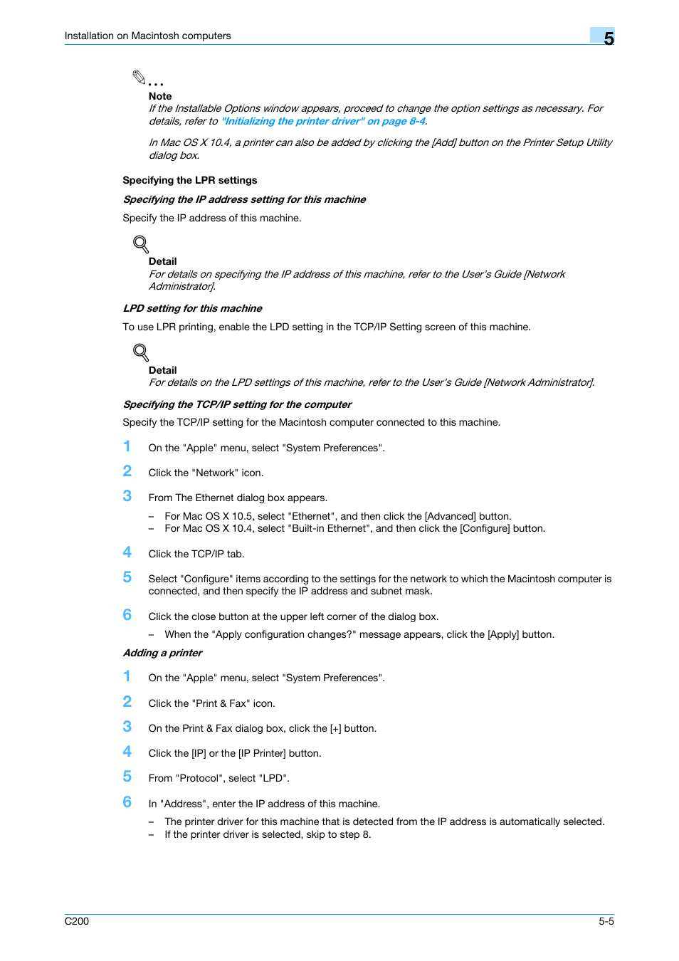 Specifying the lpr settings, Specifying the lpr settings -5 | Konica Minolta bizhub C200 User Manual | Page 61 / 156