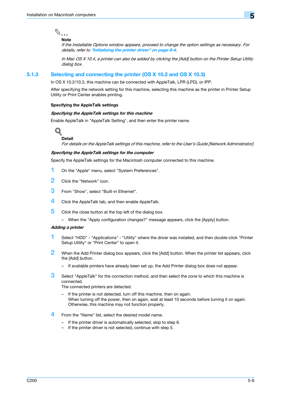 Specifying the appletalk settings | Konica Minolta bizhub C200 User Manual | Page 65 / 156