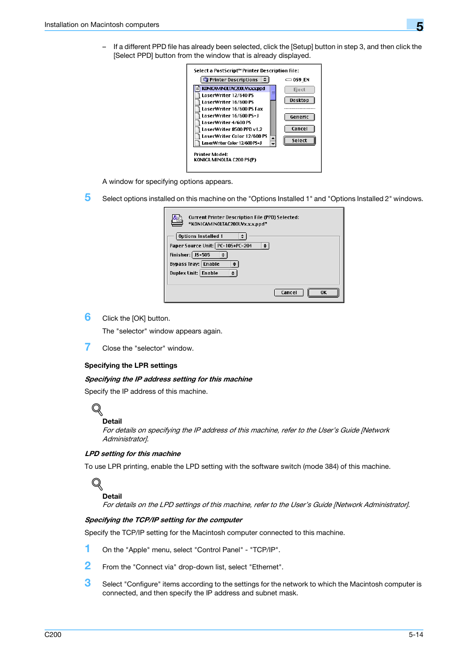 Specifying the lpr settings, Specifying the lpr settings -14 | Konica Minolta bizhub C200 User Manual | Page 70 / 156