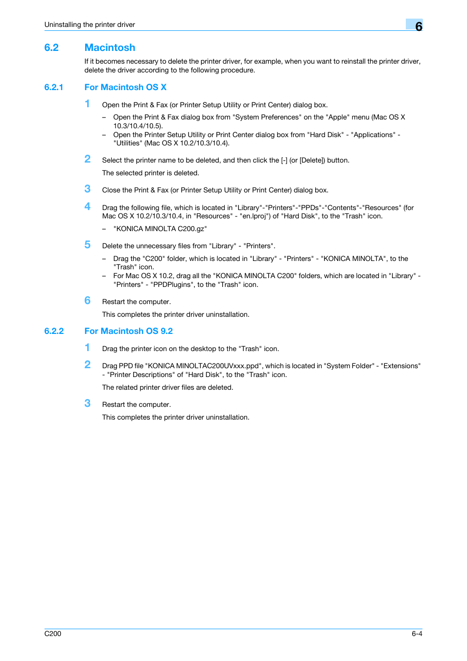 2 macintosh, 1 for macintosh os x, 2 for macintosh os 9.2 | Macintosh -4, For macintosh os x -4, For macintosh os 9.2 -4 | Konica Minolta bizhub C200 User Manual | Page 76 / 156