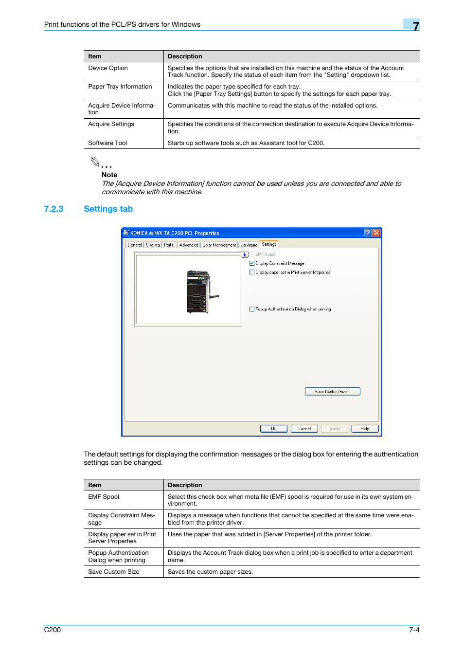 3 settings tab, Settings tab -4 | Konica Minolta bizhub C200 User Manual | Page 80 / 156