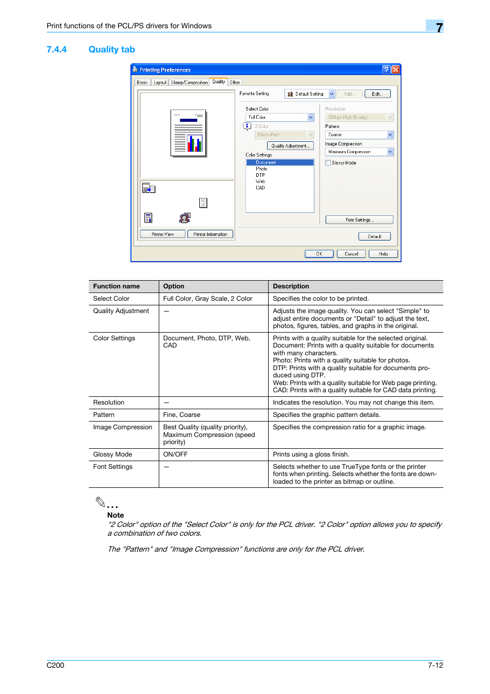 4 quality tab, Quality tab -12 | Konica Minolta bizhub C200 User Manual | Page 88 / 156