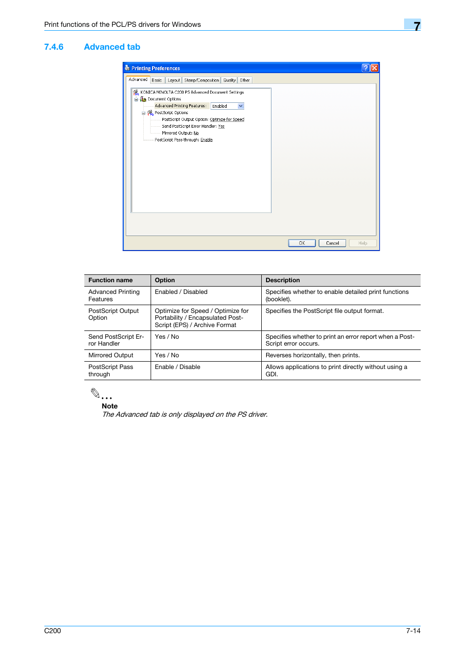 6 advanced tab, Advanced tab -14 | Konica Minolta bizhub C200 User Manual | Page 90 / 156