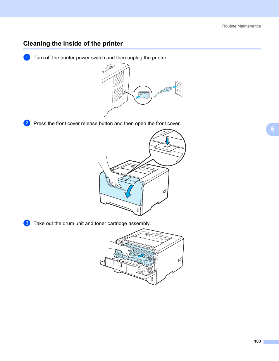 Cleaning the inside of the printer | Konica Minolta bizhub 20P User Manual | Page 113 / 161