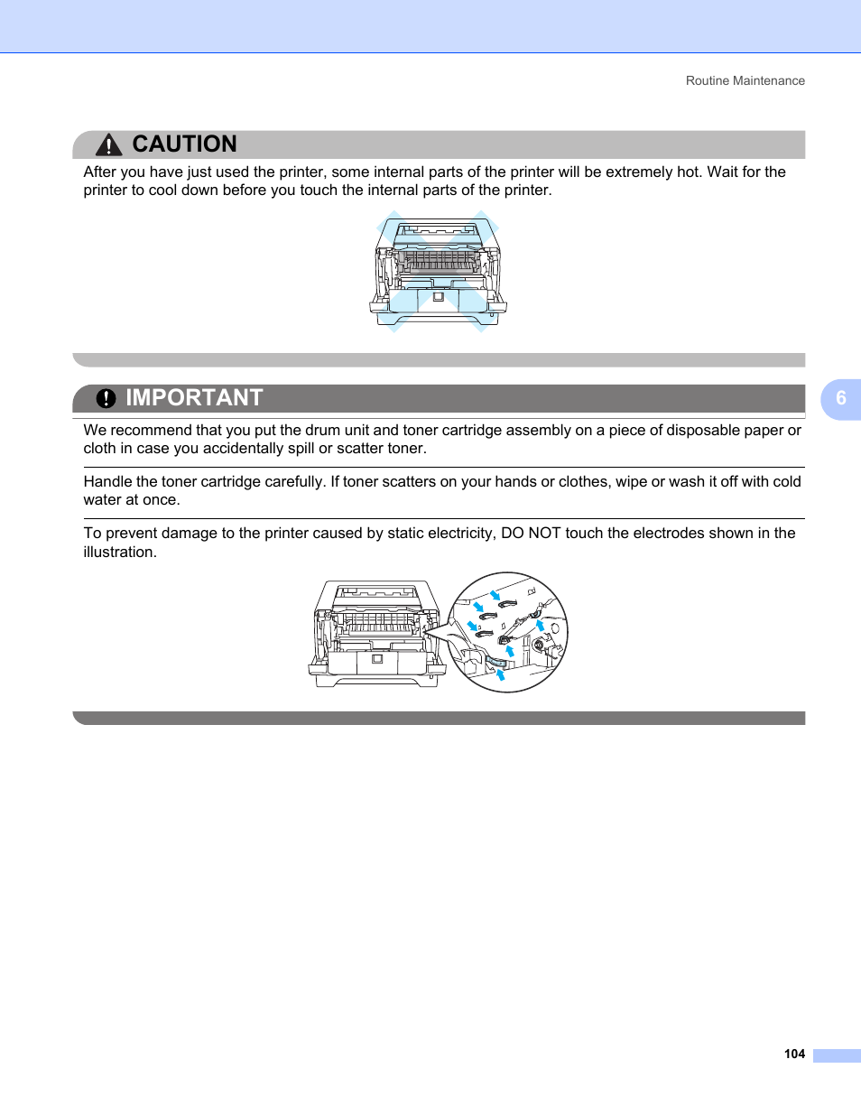 Caution, Important | Konica Minolta bizhub 20P User Manual | Page 114 / 161