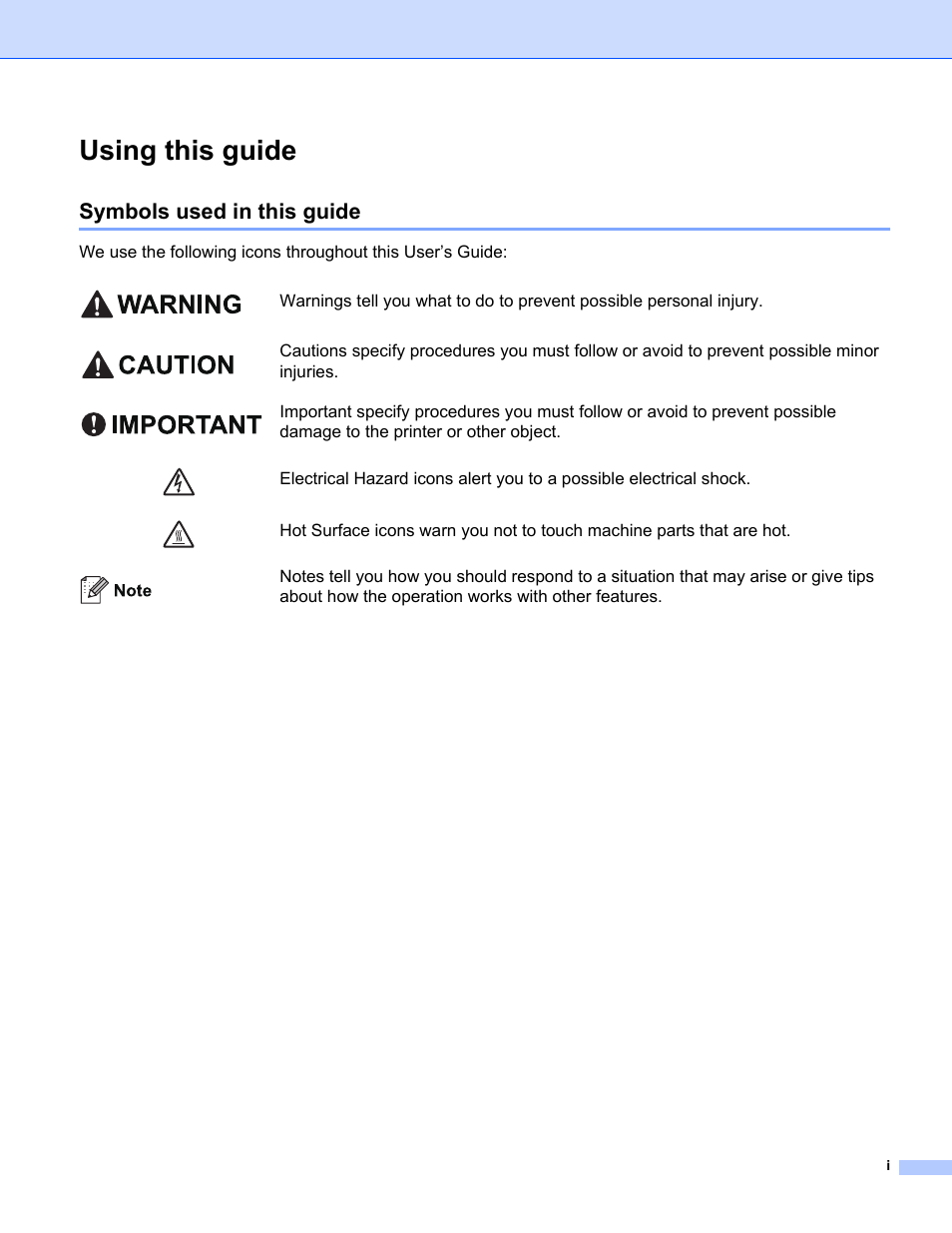 Using this guide, Symbols used in this guide | Konica Minolta bizhub 20P User Manual | Page 2 / 161