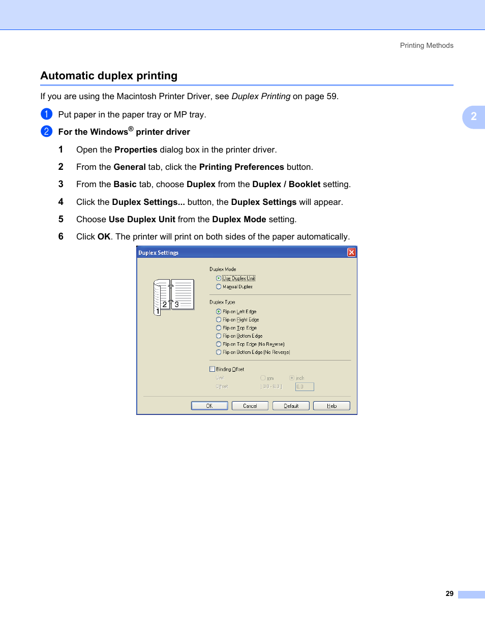 Automatic duplex printing, 2automatic duplex printing | Konica Minolta bizhub 20P User Manual | Page 39 / 161