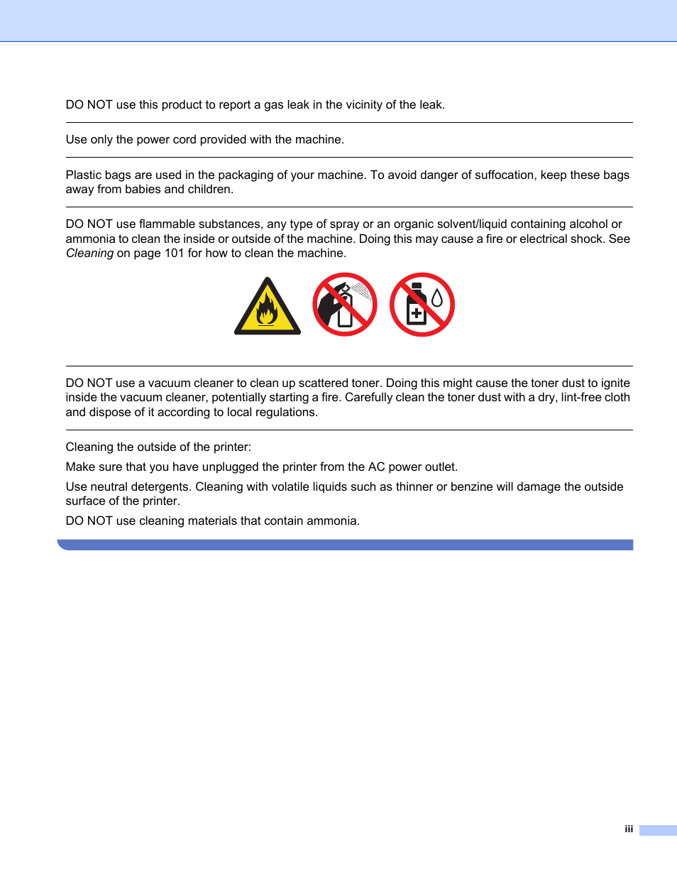 Use only the power cord provided with the machine | Konica Minolta bizhub 20P User Manual | Page 4 / 161