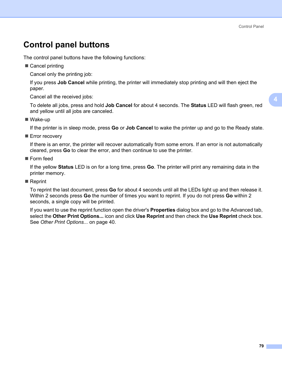 Control panel buttons | Konica Minolta bizhub 20P User Manual | Page 89 / 161