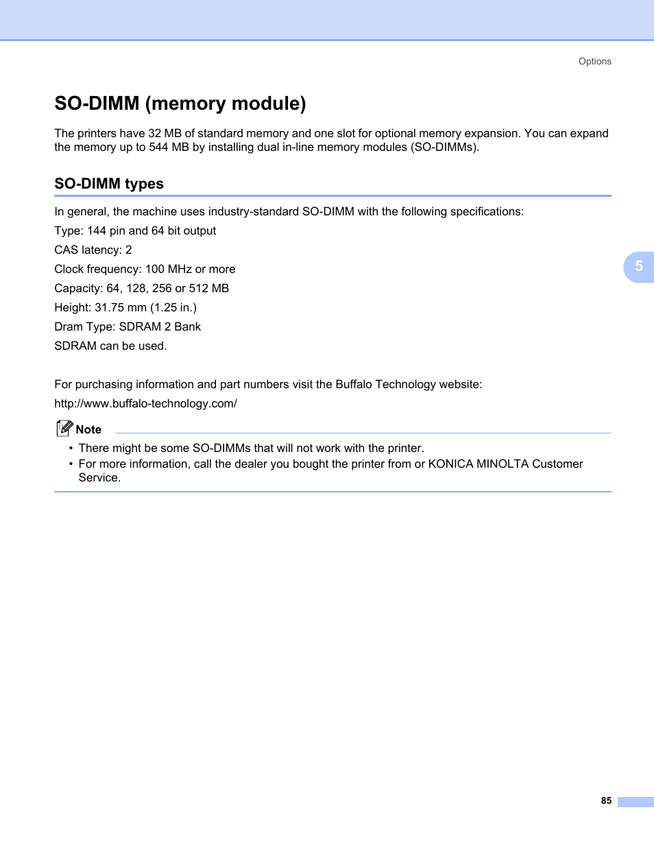 So-dimm (memory module), So-dimm types | Konica Minolta bizhub 20P User Manual | Page 95 / 161