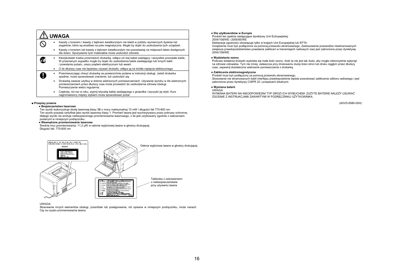 Uwaga | Konica Minolta bizhub C35P User Manual | Page 17 / 46