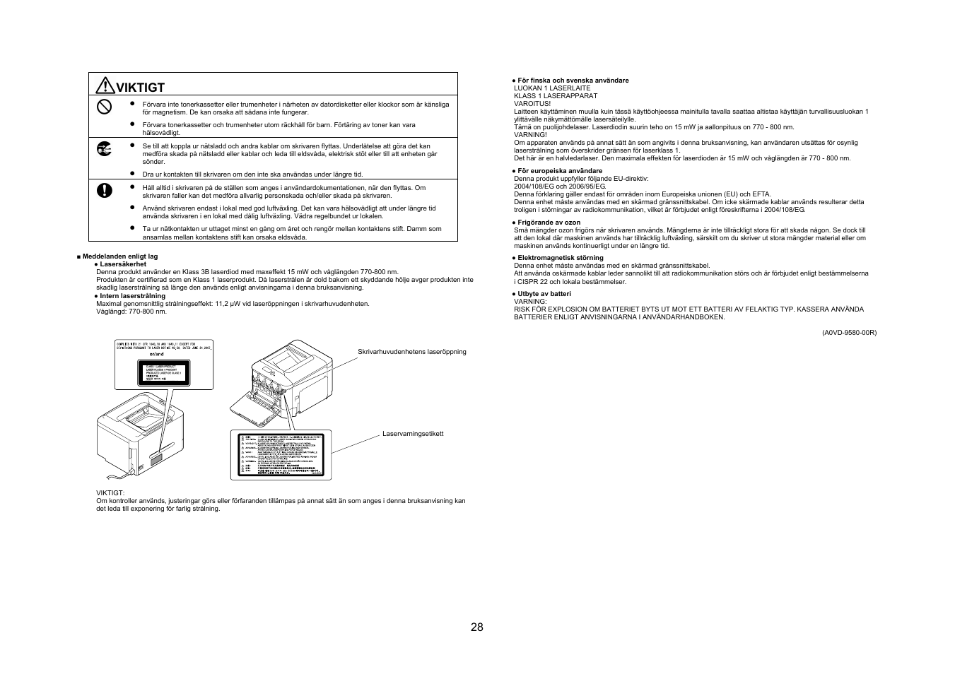 Viktigt | Konica Minolta bizhub C35P User Manual | Page 29 / 46