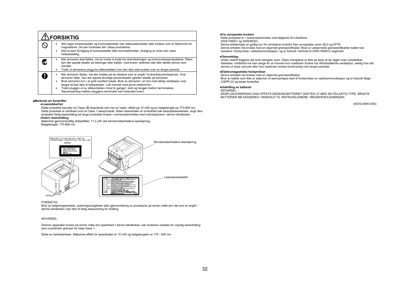 Forsiktig | Konica Minolta bizhub C35P User Manual | Page 33 / 46