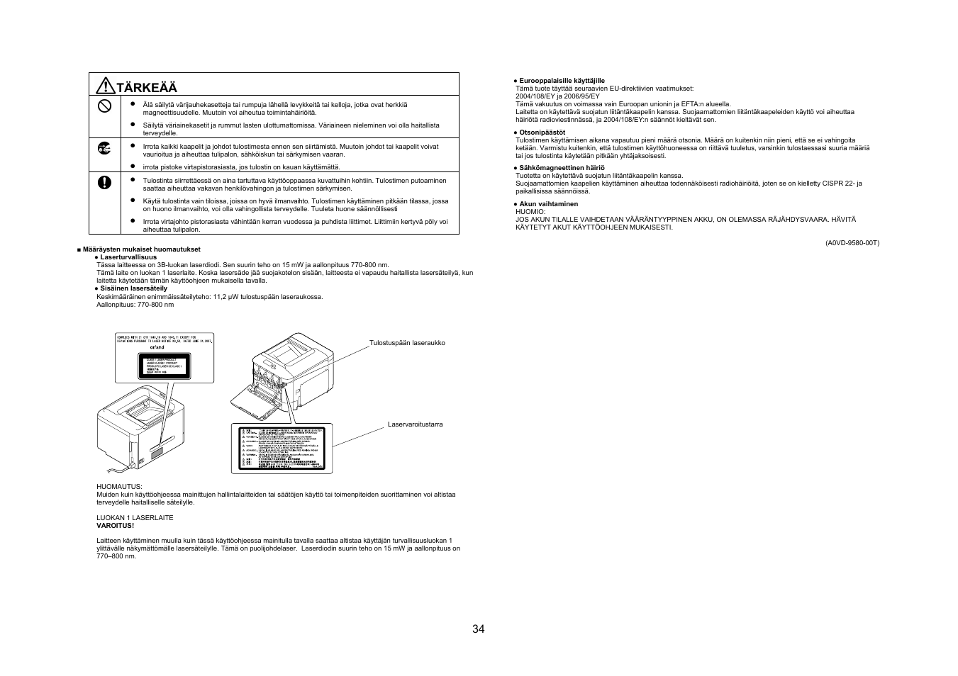 Tärkeää | Konica Minolta bizhub C35P User Manual | Page 35 / 46