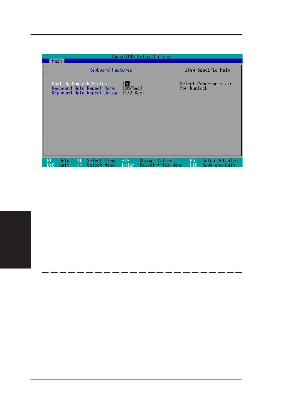 Bios setup, 2 keyboard features | Asus INTEL CUW(E)-FX User Manual | Page 54 / 128