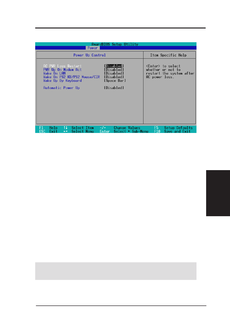 Bios setup, 1 power up control | Asus INTEL CUW(E)-FX User Manual | Page 71 / 128